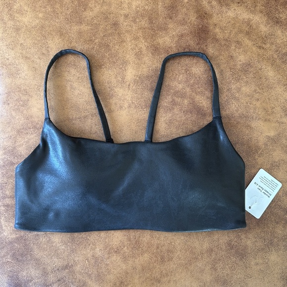 lululemon athletica Other - NWT Lululemon Wunder Train Strappy Racer Bra Sz 4 A B Foil Matte Shine Black